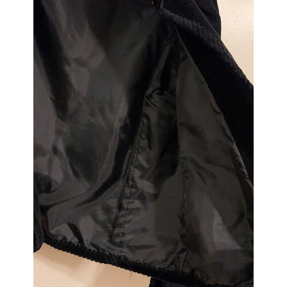 Vintage Black Velvet  Jacket Sz 11/12 Open  Front Braided Trim Lined Blazer Form - Picture 12 of 15